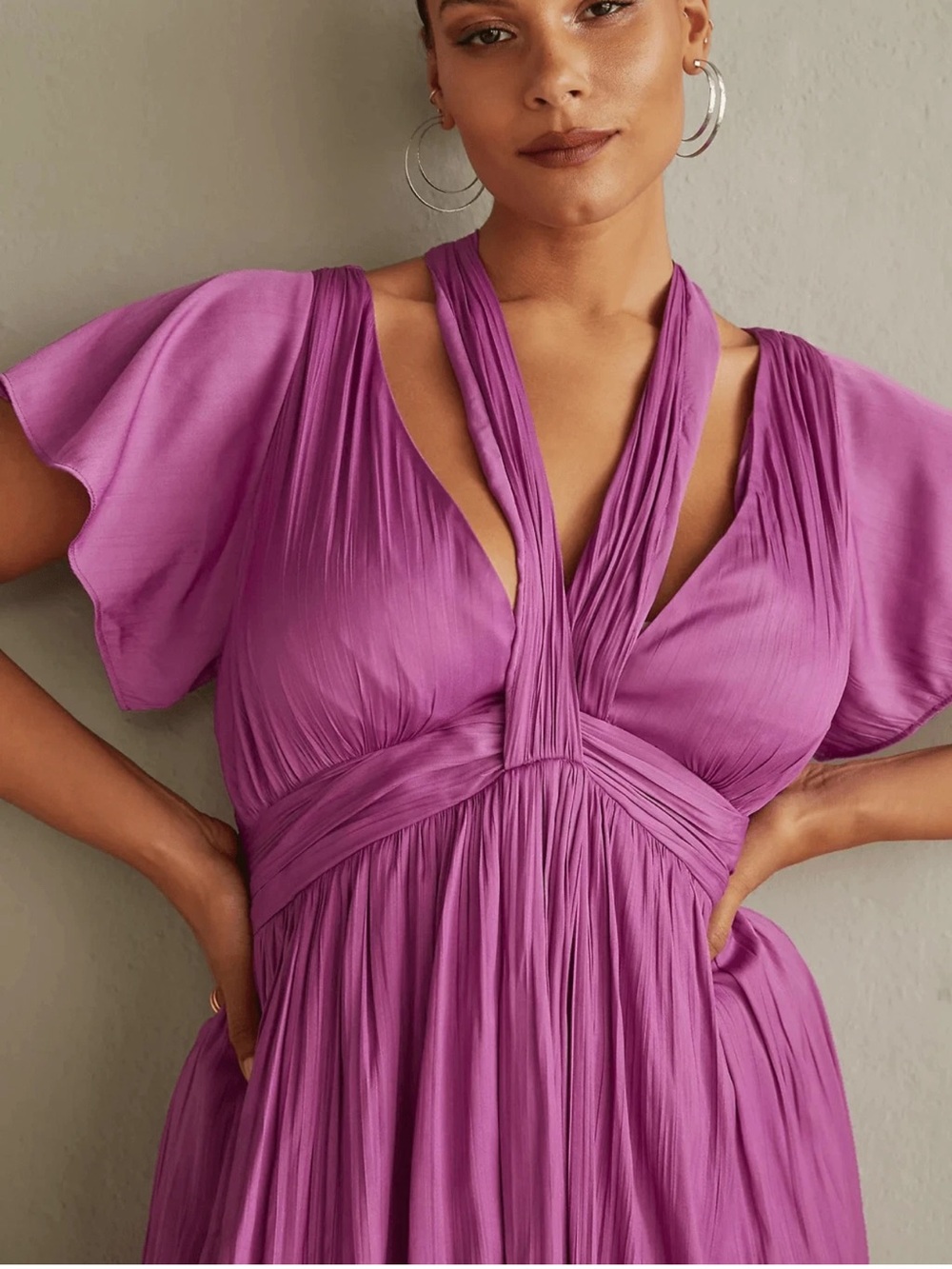 Anthropologie Purple V-Neck Vibrant Mini Dress Size 16W NWT - Picture 2 of 9